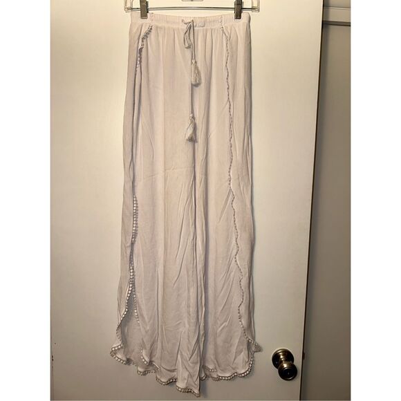 Chelsea28 XXS Ana Smocked Split Leg Womens Boho Long Pants White EUC - Picture 1 of 11